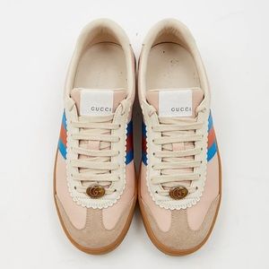 GUCCI Women’s Pink Oatmeal G74 Web Low Sneakers - 7 1/2 US (39 1/2 Italian)
